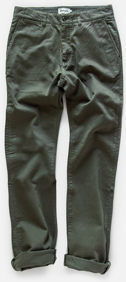 Flatlay photo of The Democratic Foundation Pant in Organic Olive