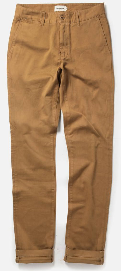 Flatlay photo of The Slim Foundation Pant in Organic British Khaki