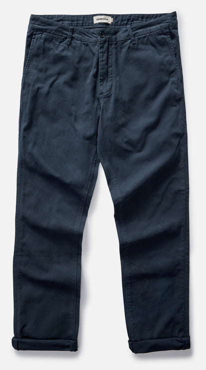 Flatlay photo of The Slim Foundation Pant in Organic Navy