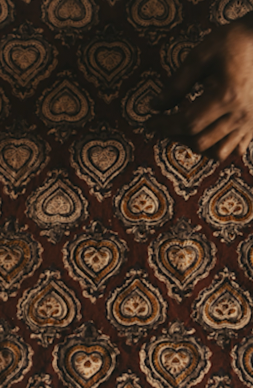 editorial image of block gif for The Hawthorne Shirt in Sangria Block Print
