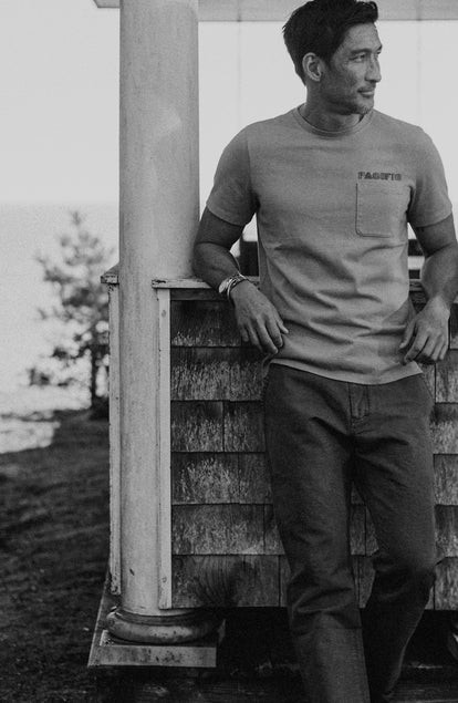 our guy rocking the pacific heavy bag in maine, cropped shot with text on the right