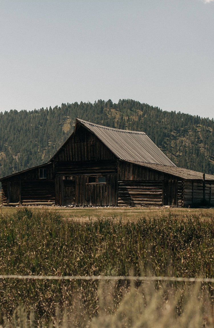 Shot of a barn in a field in Wyoming