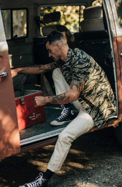 our guy rocking the jungle in california, cropped shot with text on the right