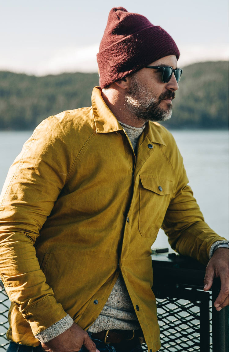 The Summer Collection—our fit model wearing the lombardi in mustard