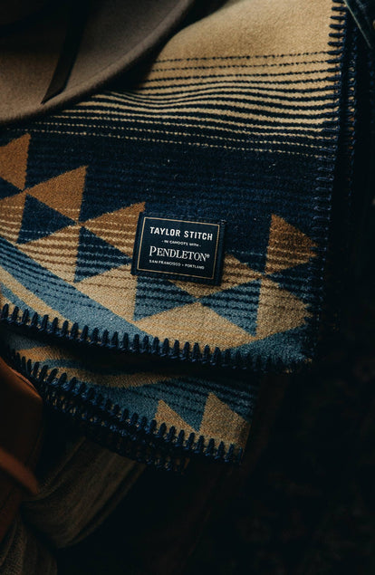 Taylor Stitch x Pendleton, cropped shot with text on the right