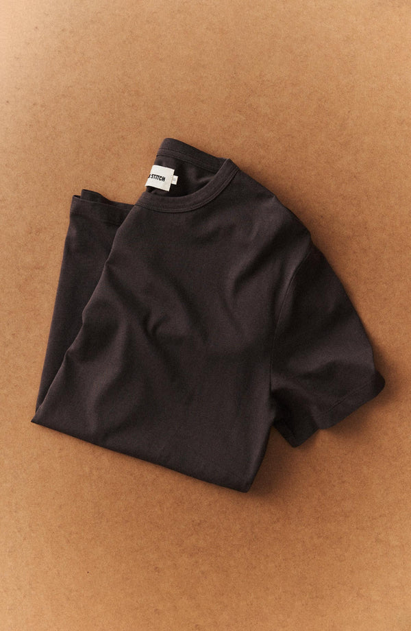 editorial image of The Regenerative Cotton Tee in Soil folded