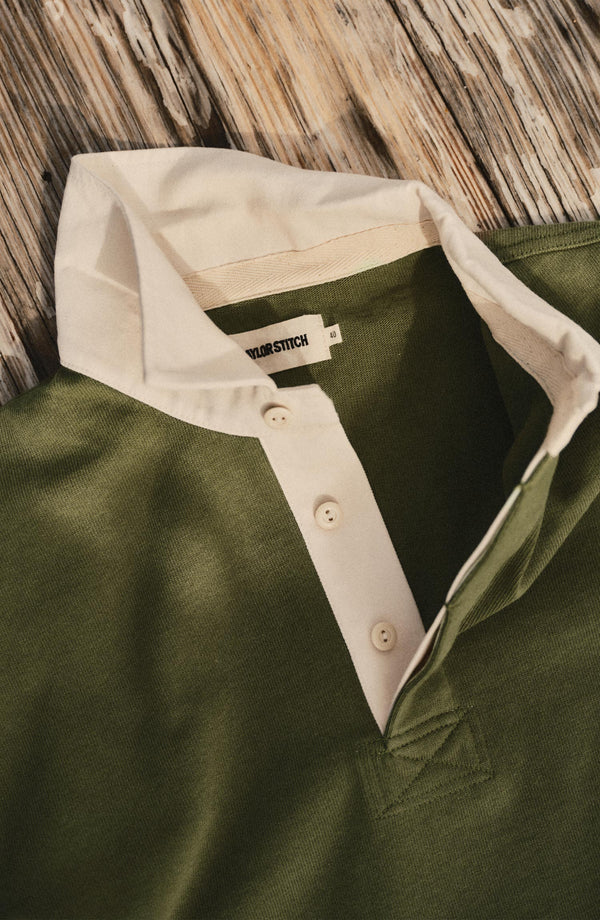 editorial flatlay of The Rugby Shirt in Burnt Olive