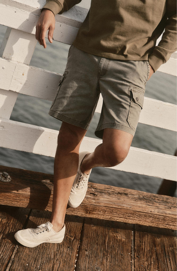 fit model posing in The Scout Short in Burnt Olive Ripstop