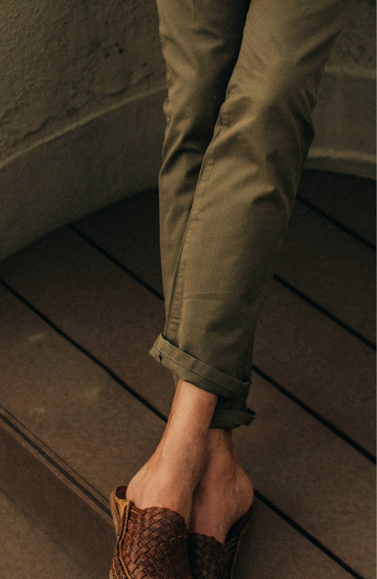 our fit model wearing the all daypant in maine—outside