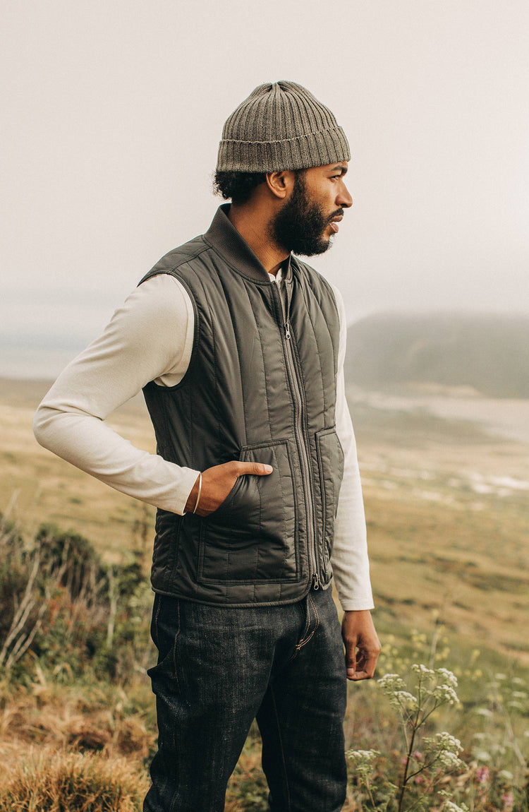 our guy rocking the vest in big sur, cropped shot with text on the right