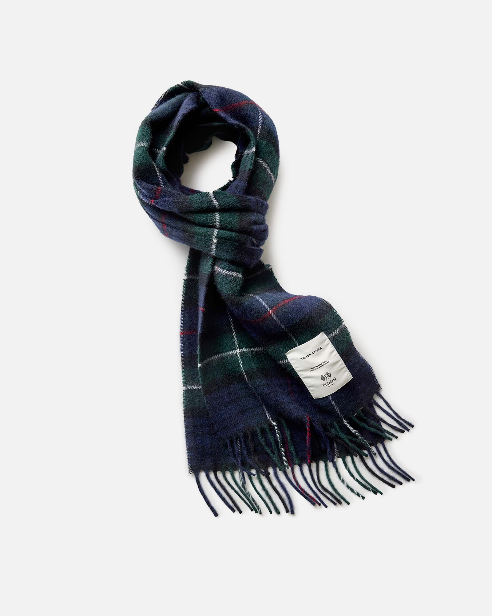 editorial image of The Fireside Scarf in Highland Navy Plaid, Accessories by Taylor Stitch