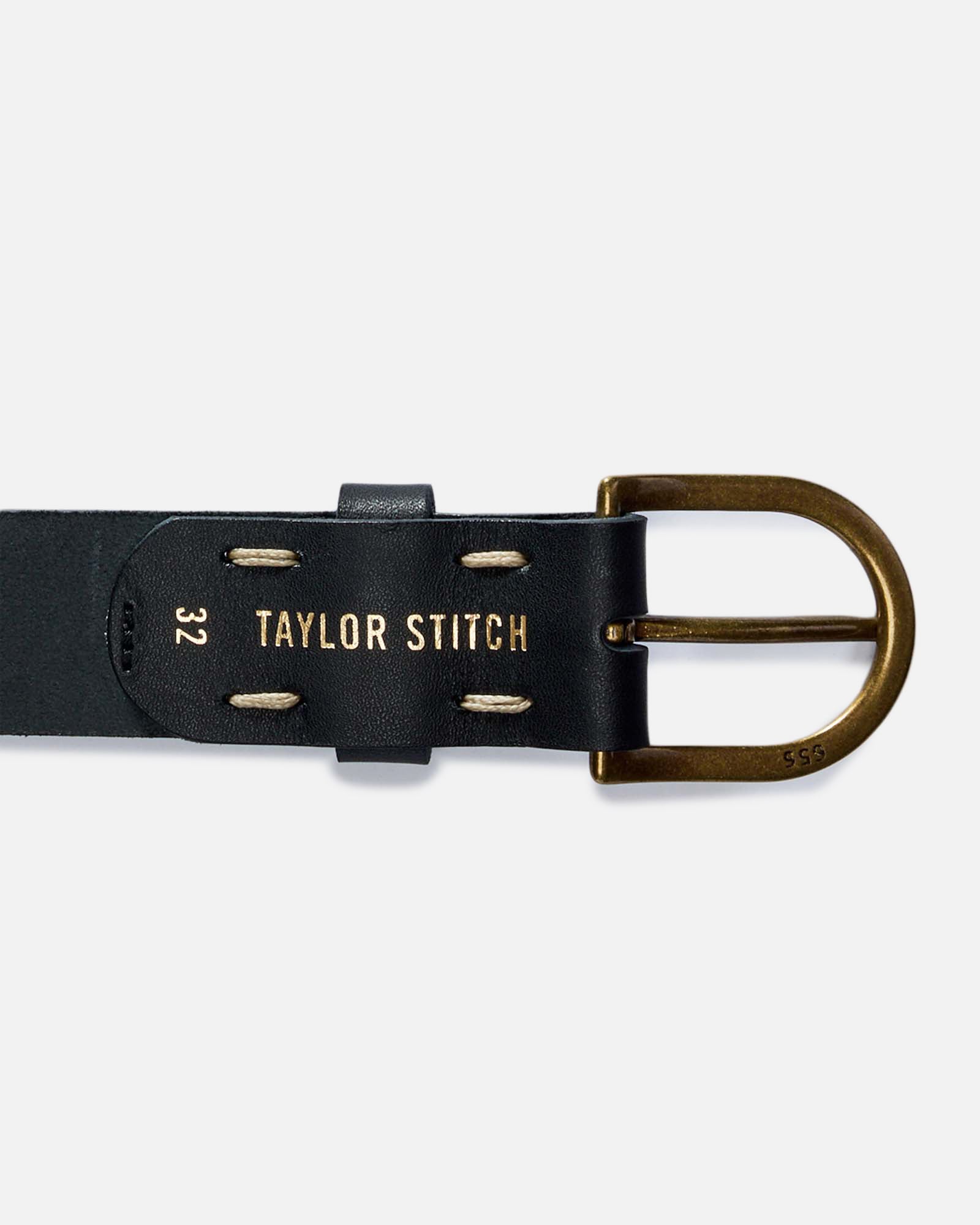 flatlay of the inside buckle on The Foundation Belt in Black, Accessories by Taylor Stitch