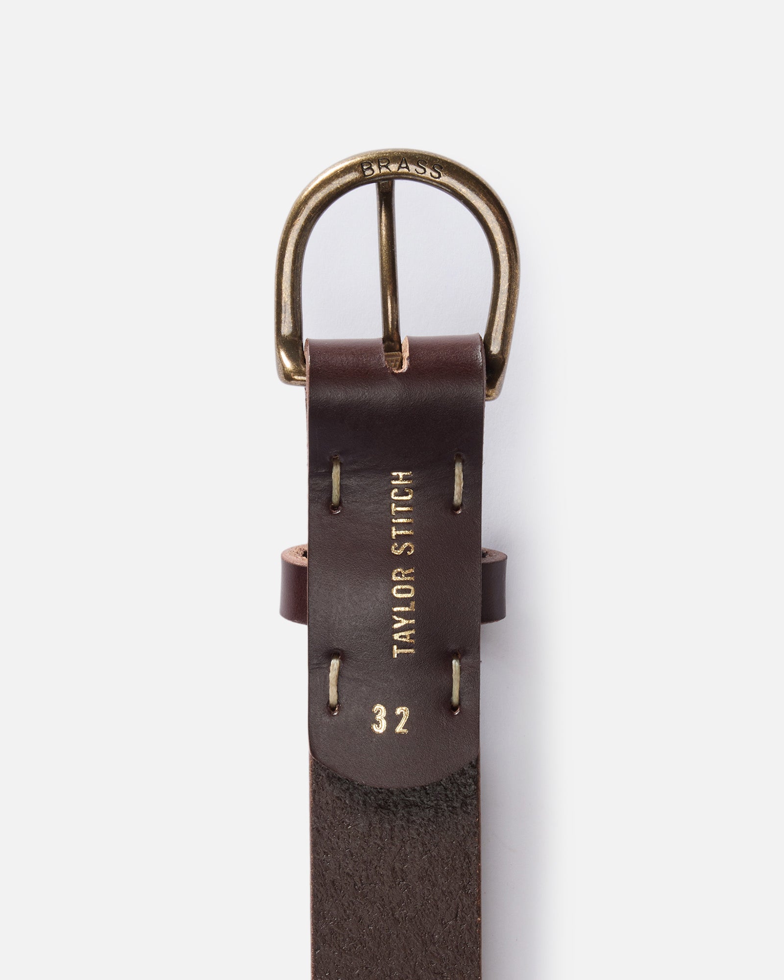 editorial flatlay of the inside of the buckle on The Foundation Belt in Dark Brown, Accessories by Taylor Stitch
