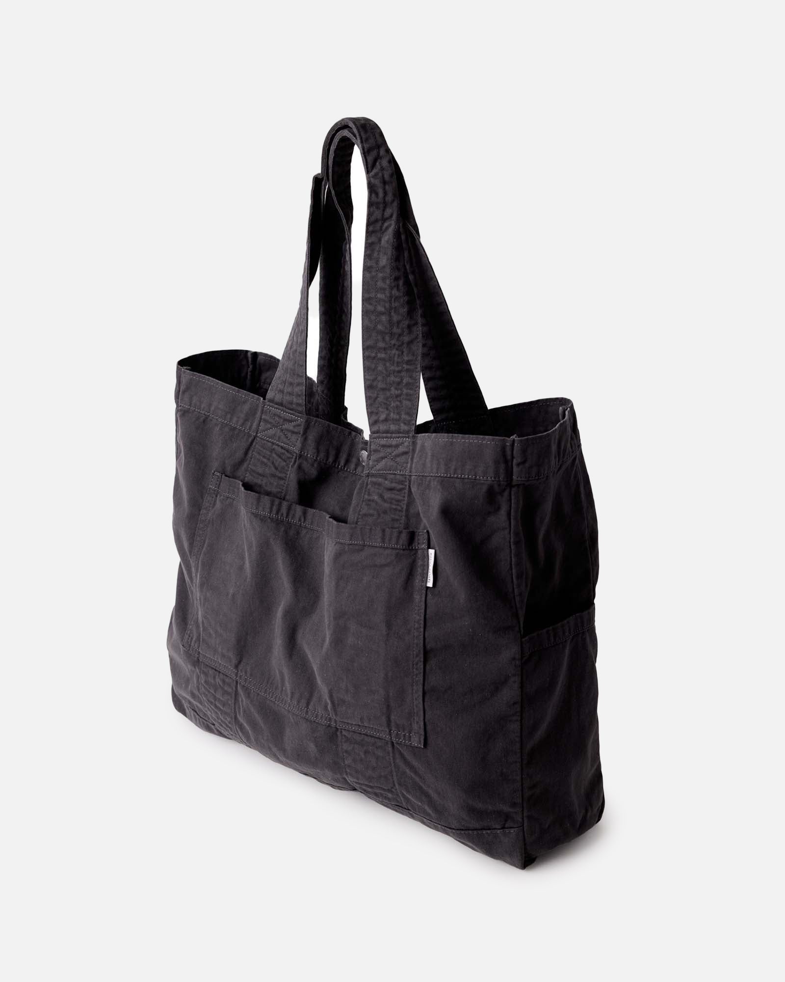 diagonal image of The Foundation Tote in Organic Faded Black, Accessories by Taylor Stitch