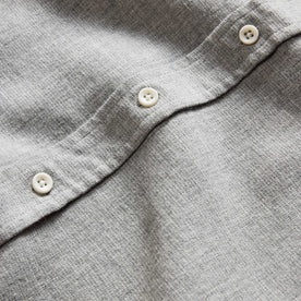 material shot of the buttons on The California in Ash Heather Double Cloth