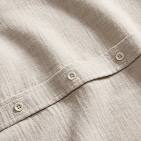 material shot of the buttons on The California in Oat Heather Double Cloth