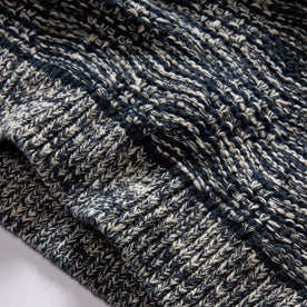 material shot of the knit detail on The Chatham Crew in Marine Stripe Jacquard