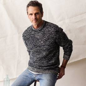 fit model in The Chatham Crew in Marine Stripe Jacquard