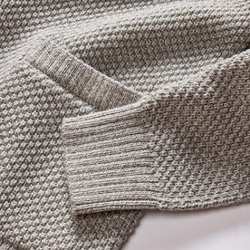 material shot of the ribbed cuffs on The Crawford Sweater in Ash Twist