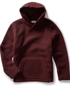 flatlay of The Nomad Hoodie in Burgundy Sherpa, Outerwear by Taylor Stitch
