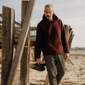 The Nomad Hoodie in Burgundy Sherpa - featured image