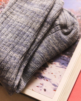 material shot of the rib knit on The Rib Sock in Ash Melange, Accessories by Taylor Stitch