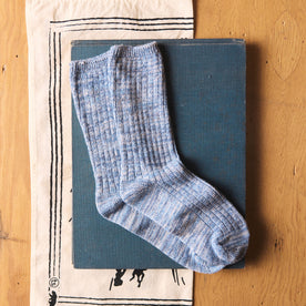 The Rib Sock in Blue Melange on abook