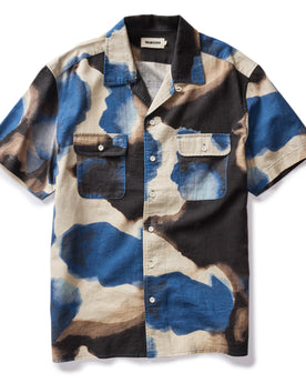 flatlay of The Short Sleeve Carter in Dark Navy Abstract, Wovens by Taylor Stitch