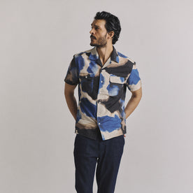 The Short Sleeve Carter in Dark Navy Abstract - featured image