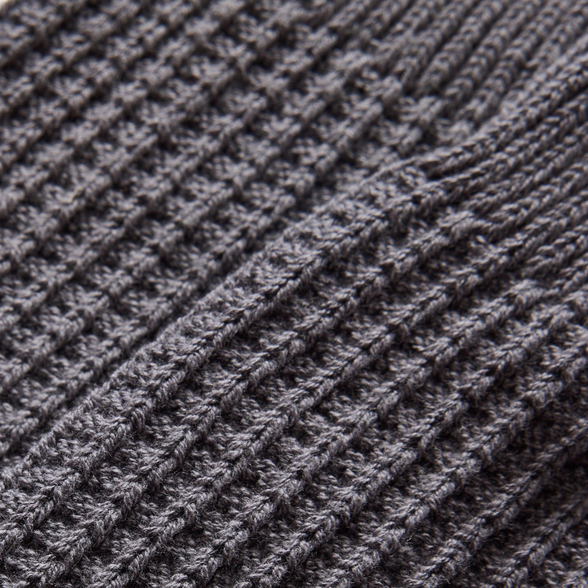 material shot of the waffle knit on The Waffle Sock in Asphalt, Accessories by Taylor Stitch