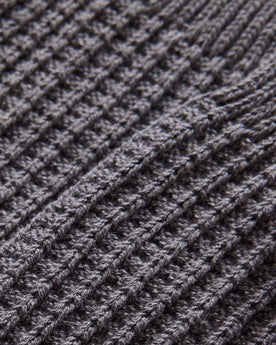 material shot of the waffle knit on The Waffle Sock in Asphalt, Accessories by Taylor Stitch