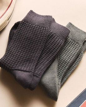 The Waffle Sock in Asphalt and Deep Sea, Accessories by Taylor Stitch