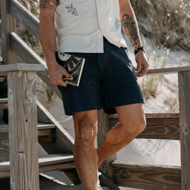 The Apres Short in Organic Dark Blue Foundation Twill - featured image