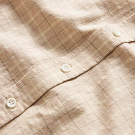 material shot of the buttons on The California in Russet Plaid