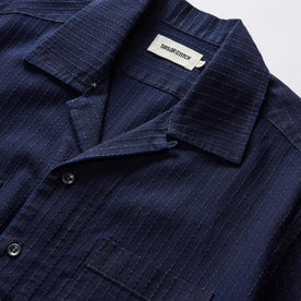 material shot of the collar on The Conrad Shirt in Rinsed Indigo Pickstitch