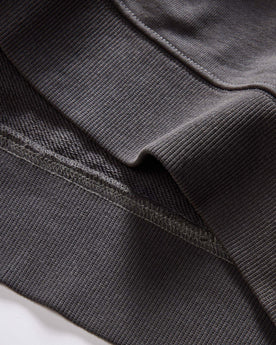 material shot of the ribbed hem on The Cotton Hemp Crew in Asphalt, Knits by Taylor Stitch