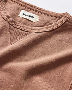 material shot of the neck opening on The Cotton Hemp Crew in Faded Brick, Knits by Taylor Stitch