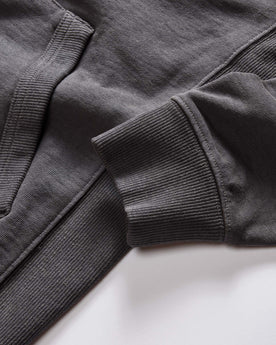 material shot of the ribbed cuffs on The Cotton Hemp Hoodie in Asphalt, Knits by Taylor Stitch