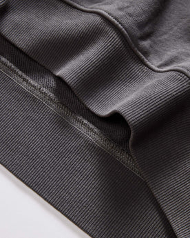 material shot of the ribbed hem on The Cotton Hemp Hoodie in Asphalt, Knits by Taylor Stitch