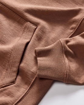 material shot of the ribbed cuffs on The Cotton Hemp Hoodie in Faded Brick, Knits by Taylor Stitch