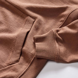 material shot of the ribbed cuffs on The Cotton Hemp Hoodie in Faded Brick