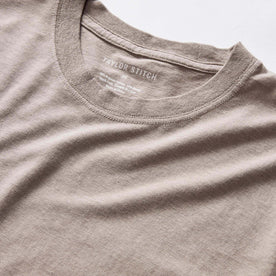 material shot of the collar on The Cotton Hemp Tee in Steeple Grey