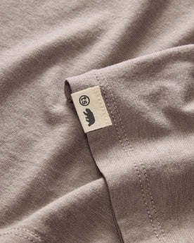 material shot of the logo on The Cotton Hemp Tee in Steeple Grey, Knits by Taylor Stitch