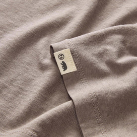 material shot of the logo on The Cotton Hemp Tee in Steeple Grey