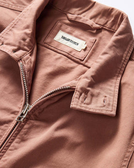 material shot of the collar on The Flint Jacket in Faded Brick Broken Twill, Outerwear by Taylor Stitch