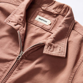 material shot of the collar on The Flint Jacket in Faded Brick Broken Twill