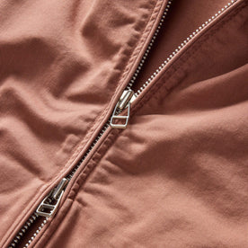 material shot of the two-way zipper on The Flint Jacket in Faded Brick Broken Twill