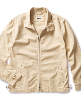 flatlay of The Flint Jacket in Light Khaki Broken Twill, Outerwear by Taylor Stitch