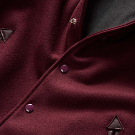 material shot of the buttons on The Golden Bear Snap Bomber in Port Wool