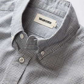 material shot of the button down collar on The Jack in Ash Twist Plaid